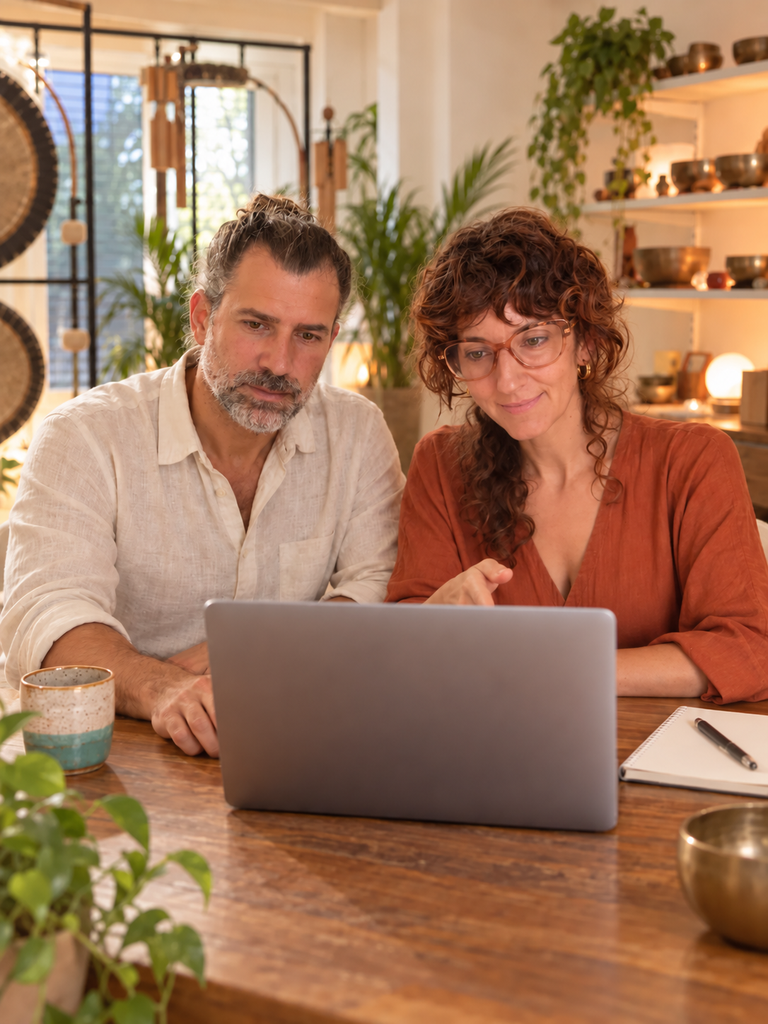Paloma Durà y Cristian Mascheroni, equipo de KAIMA, trabajando juntos frente al ordenador